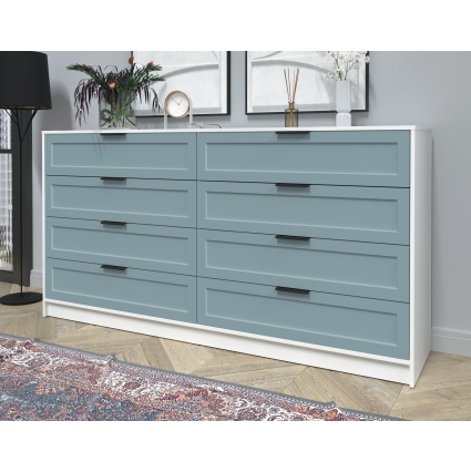 Kомод Тренд КТ-К197 (Белый ЛДСП/ Океан ЛМДФ) Ш1965 В1020 Г451